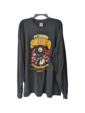 Vtg Y2k Pittsburgh Steelers Long Sleeve Tee 2XL 2004 AFC North Champs Football